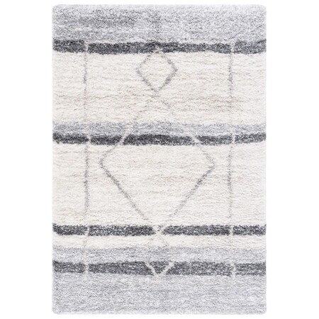 Safavieh 9 x 12 ft. Fontana Shag 800 Power Loomed Rectangle Area Rug; Ivory & Grey FNT825A-9